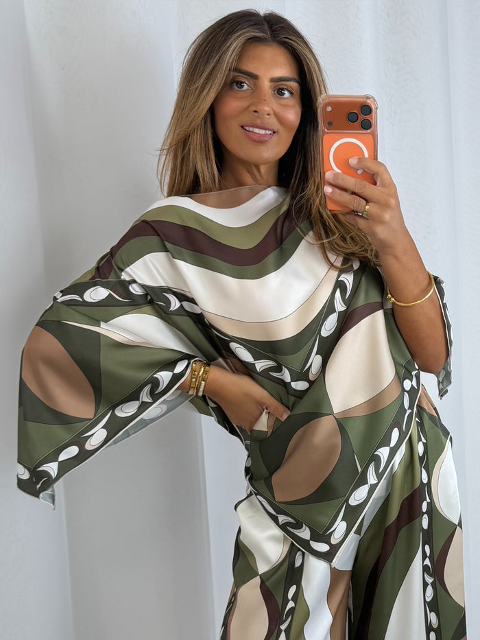 Batwing Swirl Top And Wide Leg Trouser Co-Ord (3 Colours)