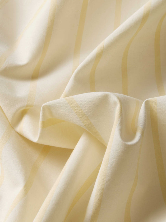 Close up Butter Yellow Slumber Stripe Bedding