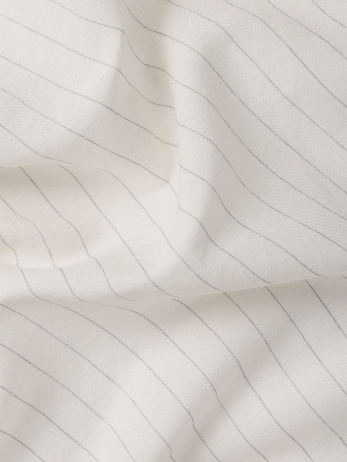Dusk Blue Folk Stripe Linen Blend Flat Sheet