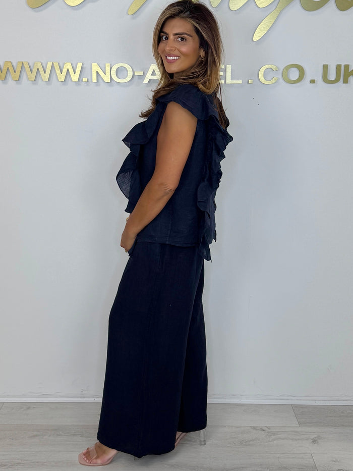 Linen Ruffle Top & Trouser Co-ord (2 Colours)