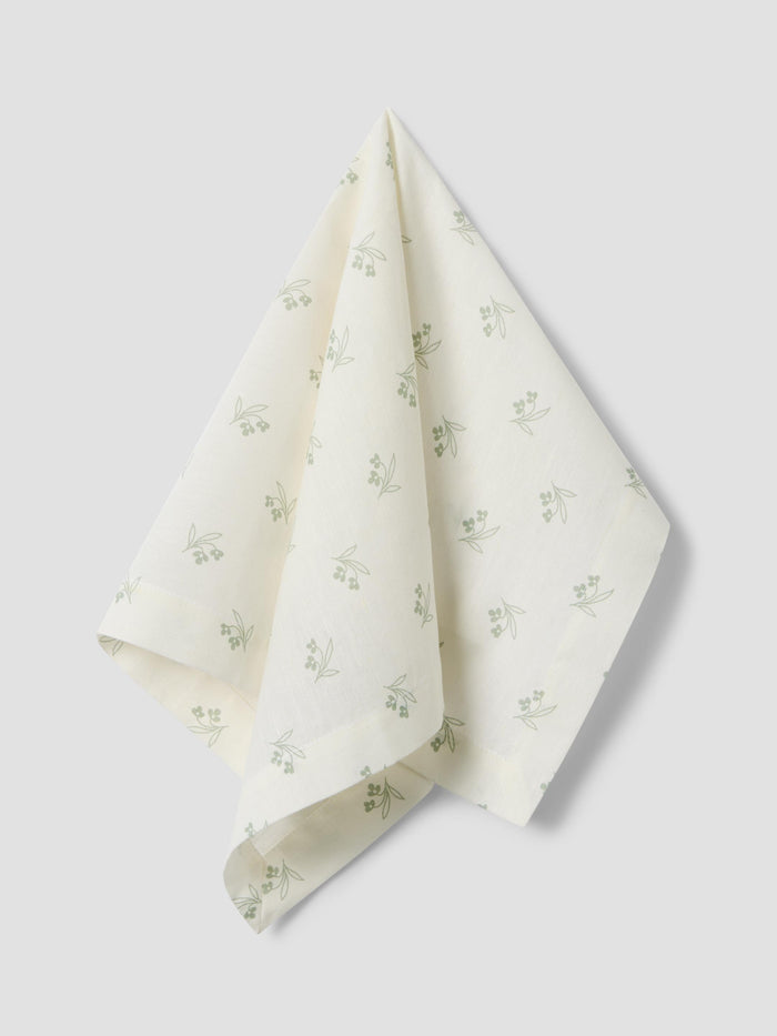 Mellow Green Martha Floral Linen Blend Napkins
