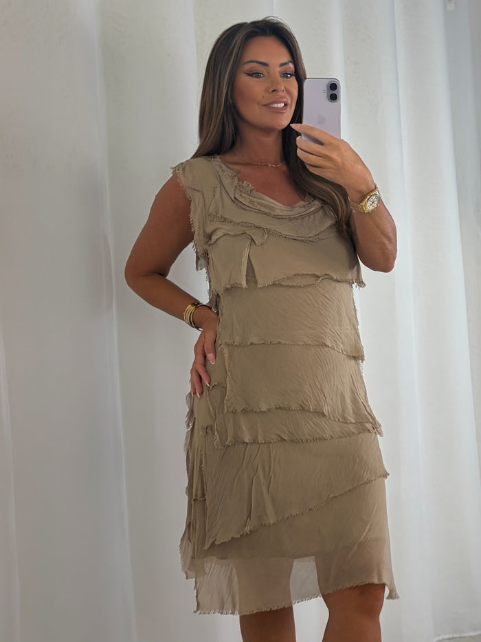 Midi Ruffled Layered Dress