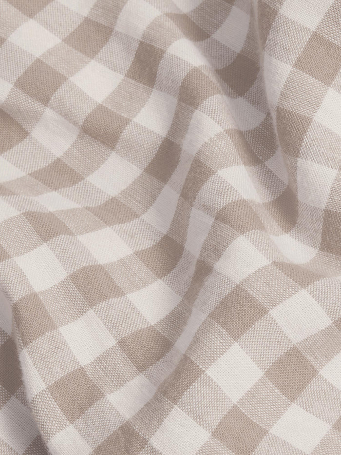 Mushroom Gingham Linen Blend Pillowcases (Pair)