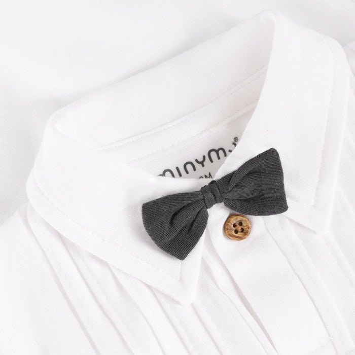 Organic Cotton Jersey Bodysuit with Blue Bow Tie