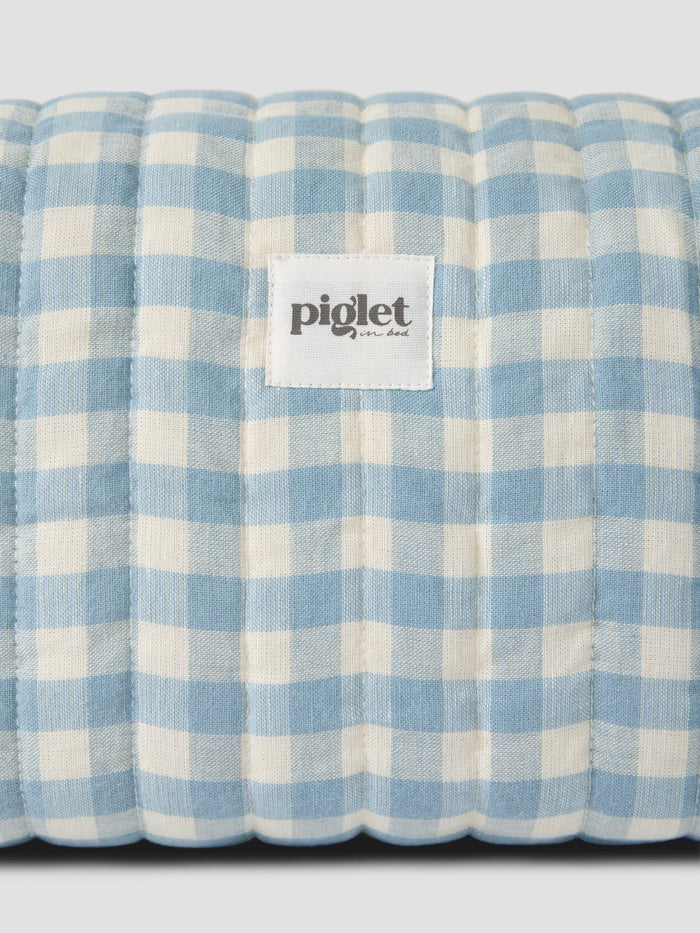Warm Blue Gingham Linen Blend Wash Bag