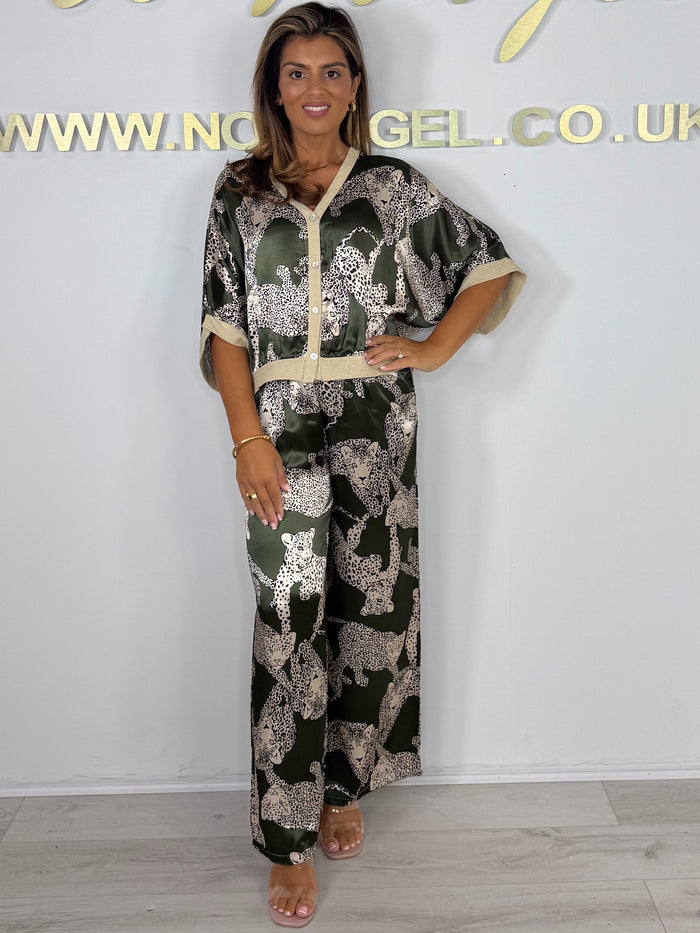 Animal Print V-Neck Cardigan & Trouser Co-ord (4 Colours)