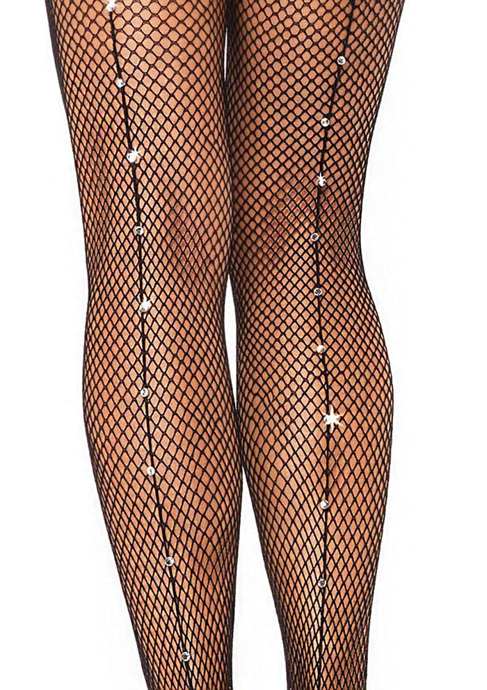 Leg Avenue Astrid Rhinestone Backseam Fishnet Tights
