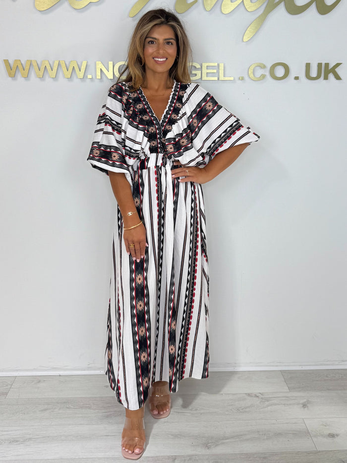 Aztec Print V-Neck Smocked Waist Dress (5 Colours)