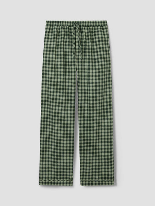 Bay Green & Fern Gingham Linen Blend Trousers