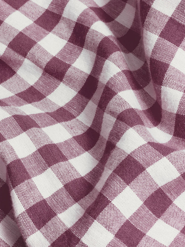 Berry Gingham Linen Blend Flat Sheet
