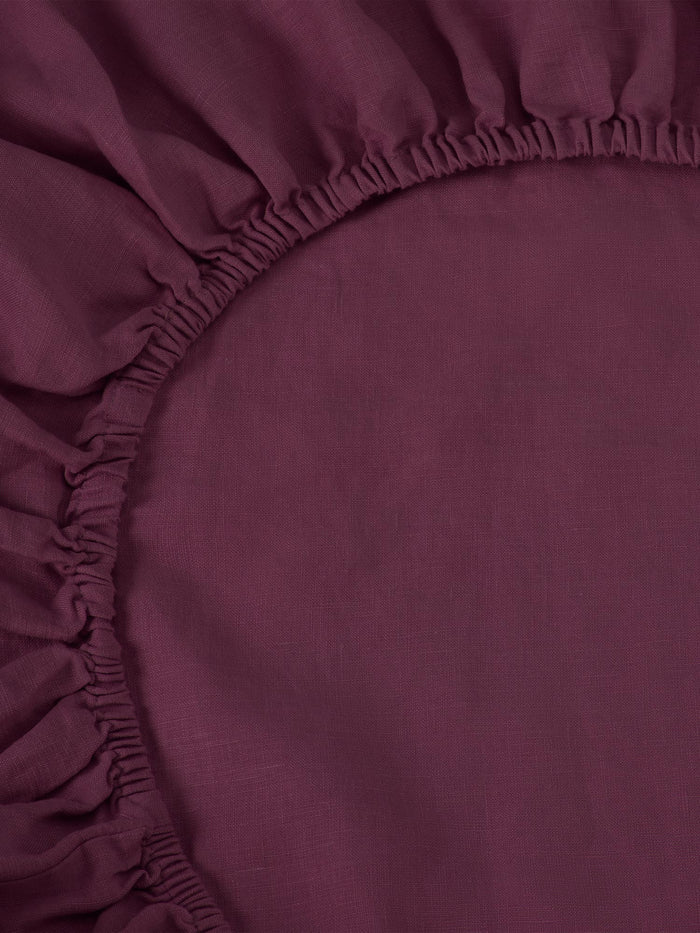 Berry Linen Blend Fitted Sheet