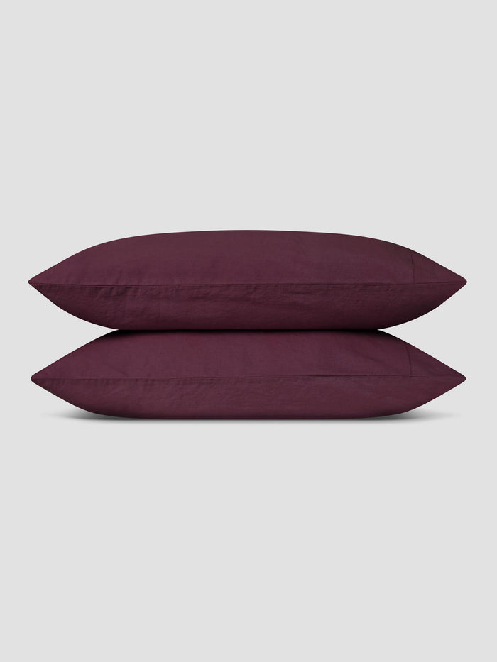 Berry Linen Blend Square Pillowcases (Pair)