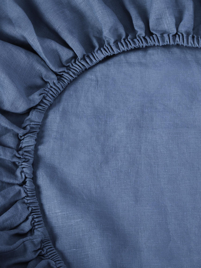 Blueberry Linen Blend Fitted Sheet