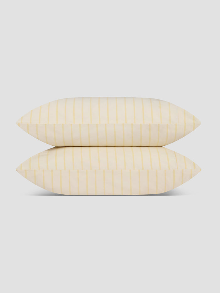 Stacked Butter Yellow Slumber Stripe Pillowcases
