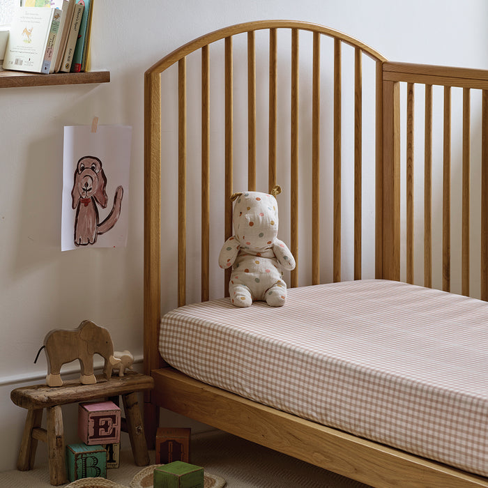 Café au Lait Gingham Kids Cotton Fitted Sheet
