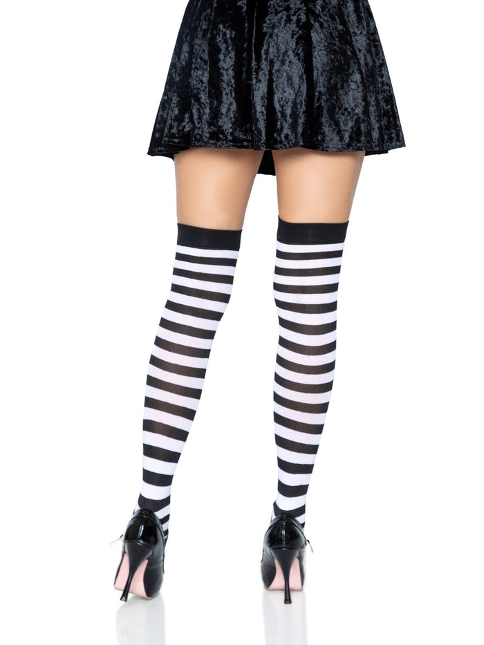 color_black/white | Leg Avenue Cari Striped Stockings