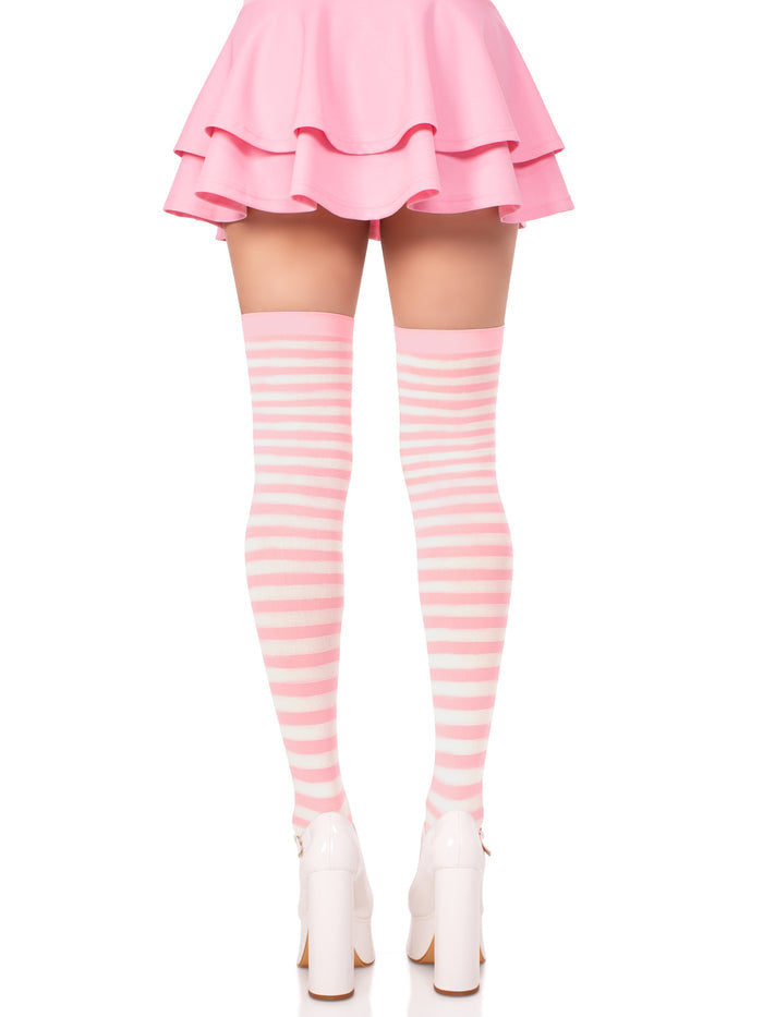 color_white/light pink | Leg Avenue Cari Striped Stockings