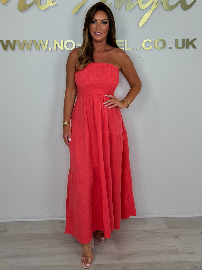 Cheesecloth Smocked Bandeau Top Maxi Dress (4 Colours)