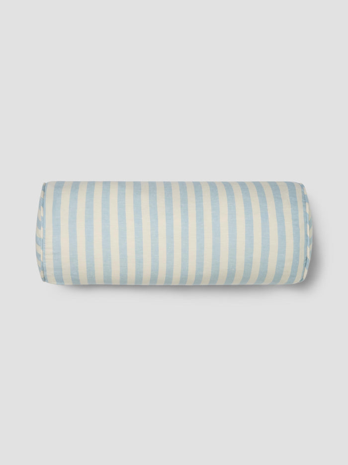 Coastal Blue Pembroke Stripe Linen Blend Bolster Filled Cushion