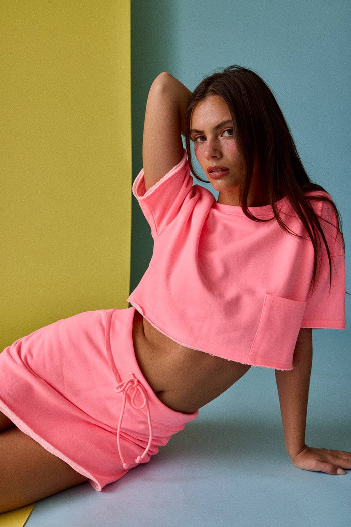 Courtside Cutie Matching Set Collection – Baby Blue Cropped Tee & Athletic Skort