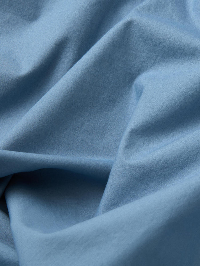 Cove Blue Washed Cotton Percale Flat Sheet