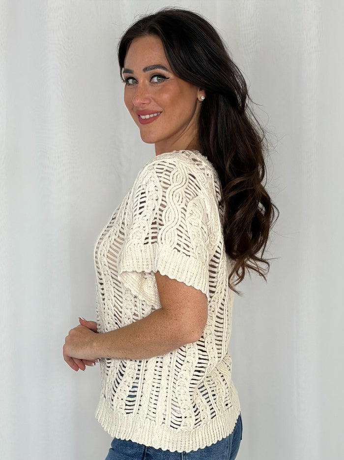 Cream Crochet Top