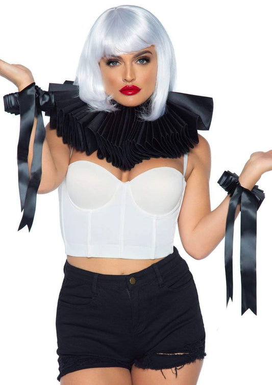 color_black | Leg Avenue Deluxe Ruffle Collar and Wrist Cuffs
