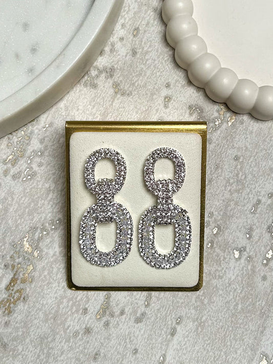 Diamante Oval Intertwined Dangle Earrings