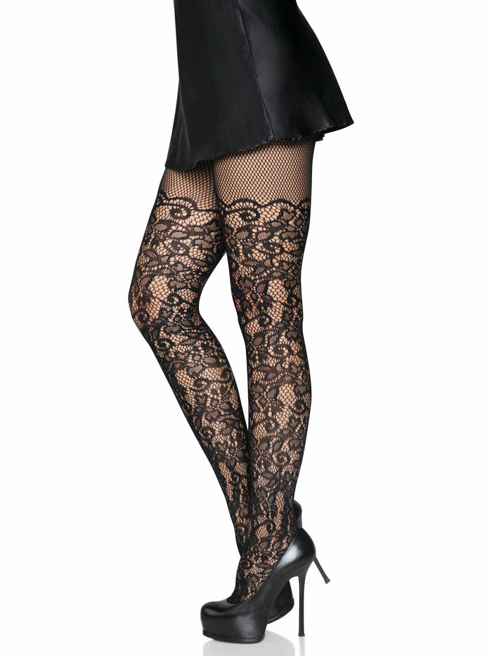 Leg Avenue Drew Floral Vine Fishnet Tights