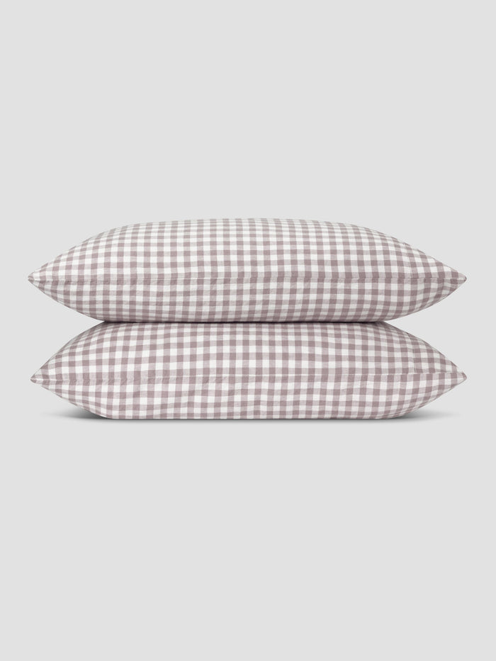Elderberry Gingham Linen Blend Pillowcases (Pair)
