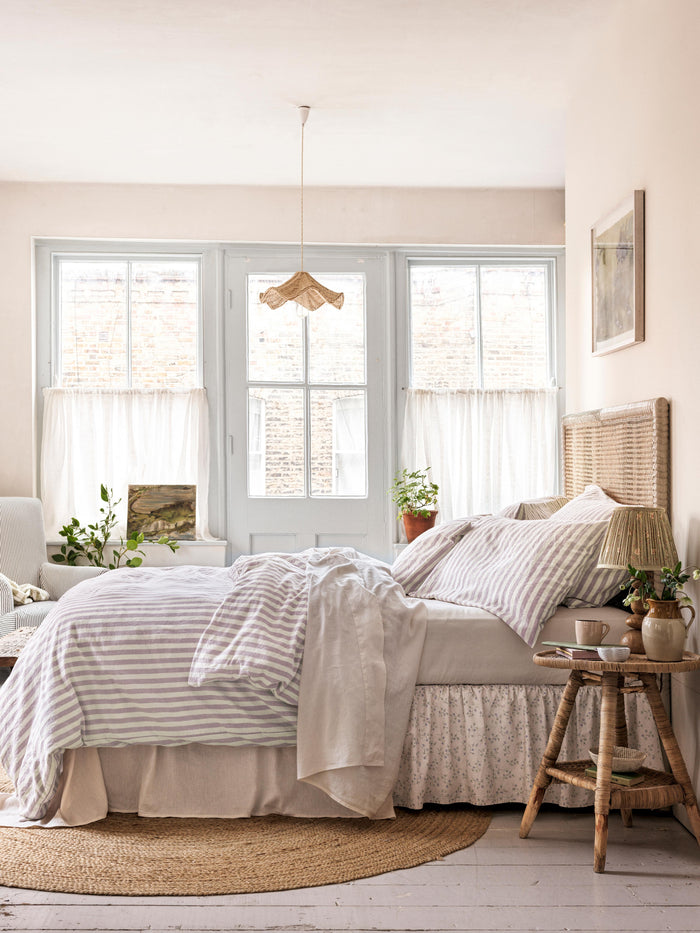 Elderberry Pembroke Stripe Linen Blend Duvet Cover