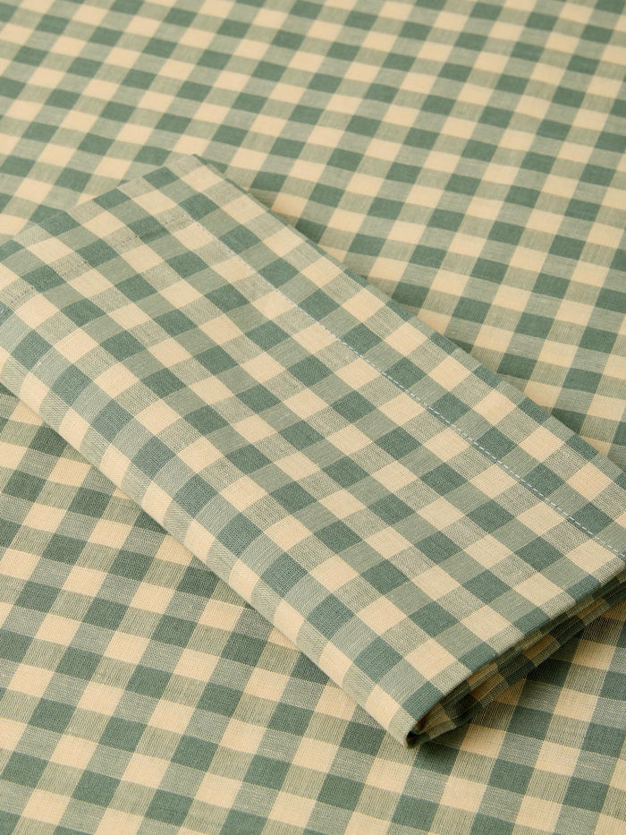 Elm Green & Butter Yellow Gingham Linen Blend Napkins Set of 4