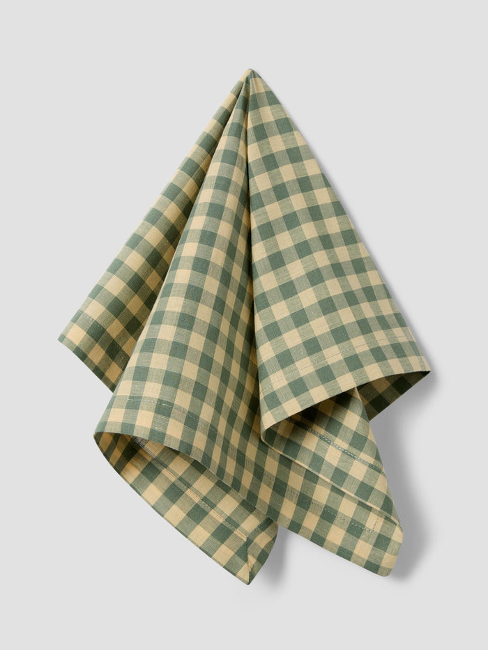 Elm Green & Butter Yellow Gingham Linen Blend Napkins Set of 4