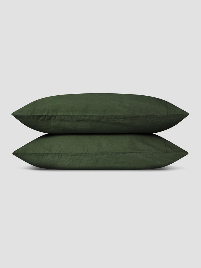 Fern Green Linen Blend Pillowcases (Pair)