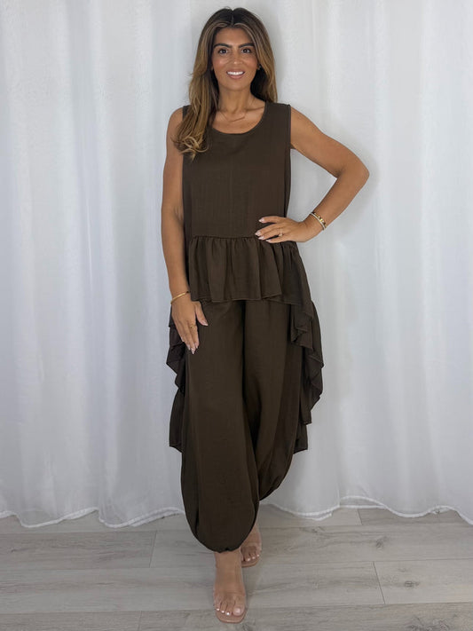 Frill High Low Balloon Trouser Co-Ord (6 Colours)