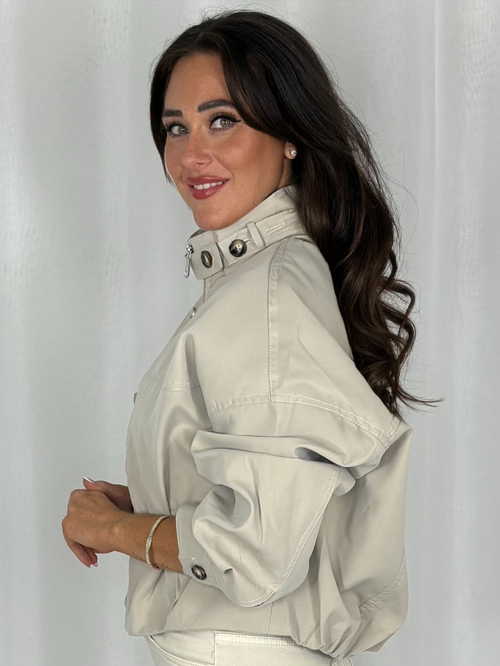 Funnel Neck Jacket With Belt (2 Colours)