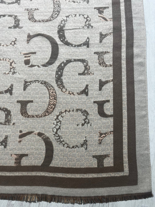 "G" Fridge Edge Patterned Taupe/Stone Scarf