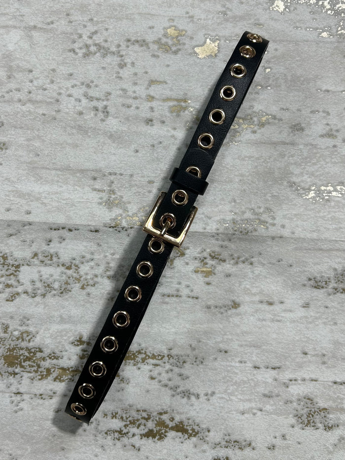 Gold Circle Hardware Square Buckle Belt