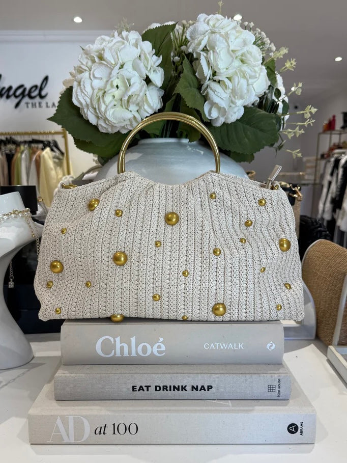 Gold Studded Circular Handle Bag (2 Colours)
