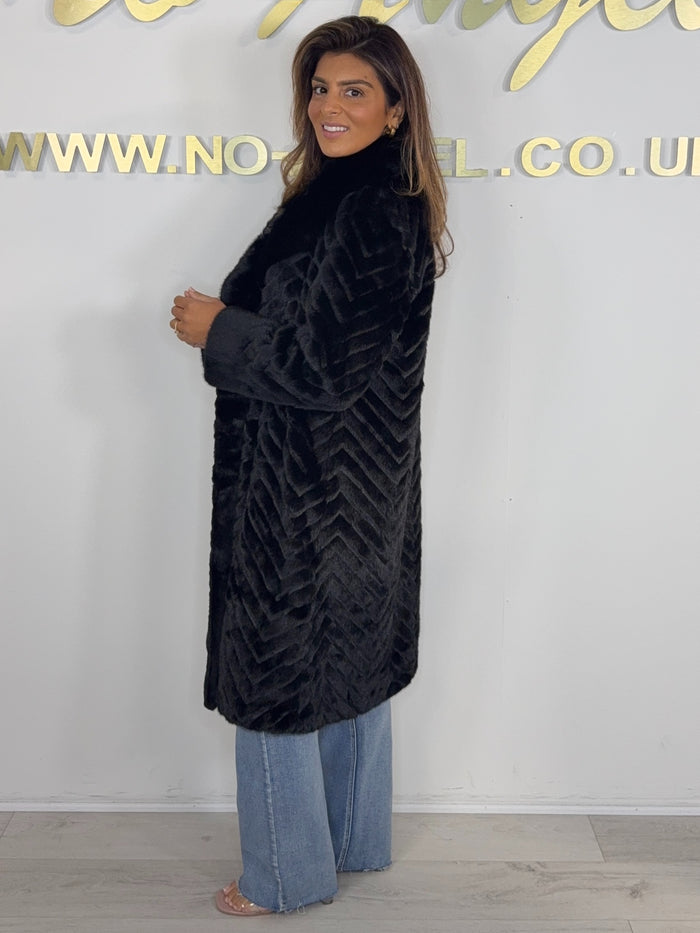 Herringbone Double Breasted Collared Longline Coat (5 Colours)