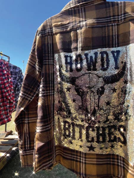 HOWDY BITCHES Sequins Flannel