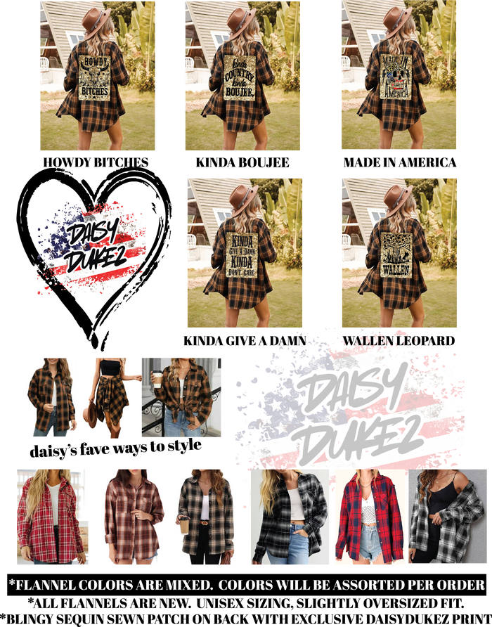 HOWDY BITCHES Sequins Flannel