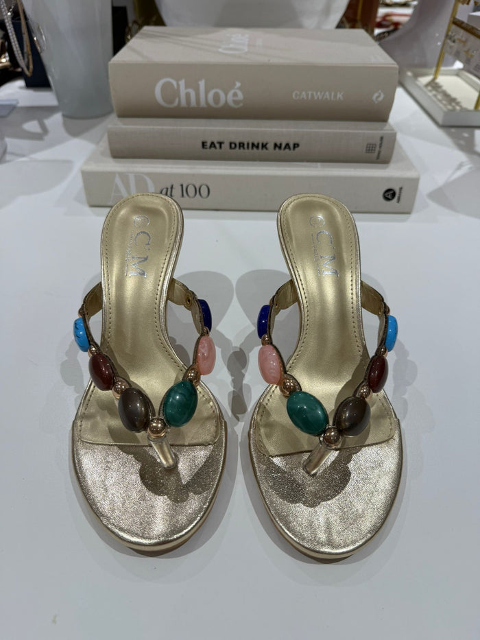 Jewelled Toe Thong Mule Kitten Heel (2 Colours)