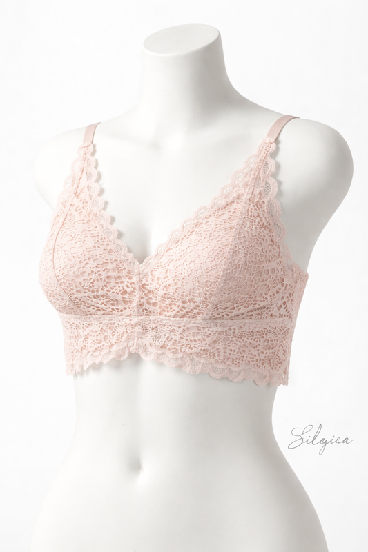 Lace Padded Push Up Triangle Bralette - Free size