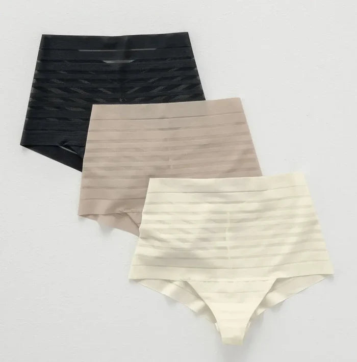 Lace Stripe High-Waisted Cheeky Hipster