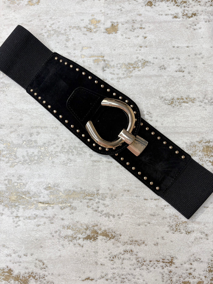 Large Suedette Gold Hook Elastic Belt (5 Colours)