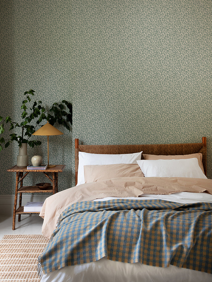 Laurel Green Meadow Floral Wallpaper