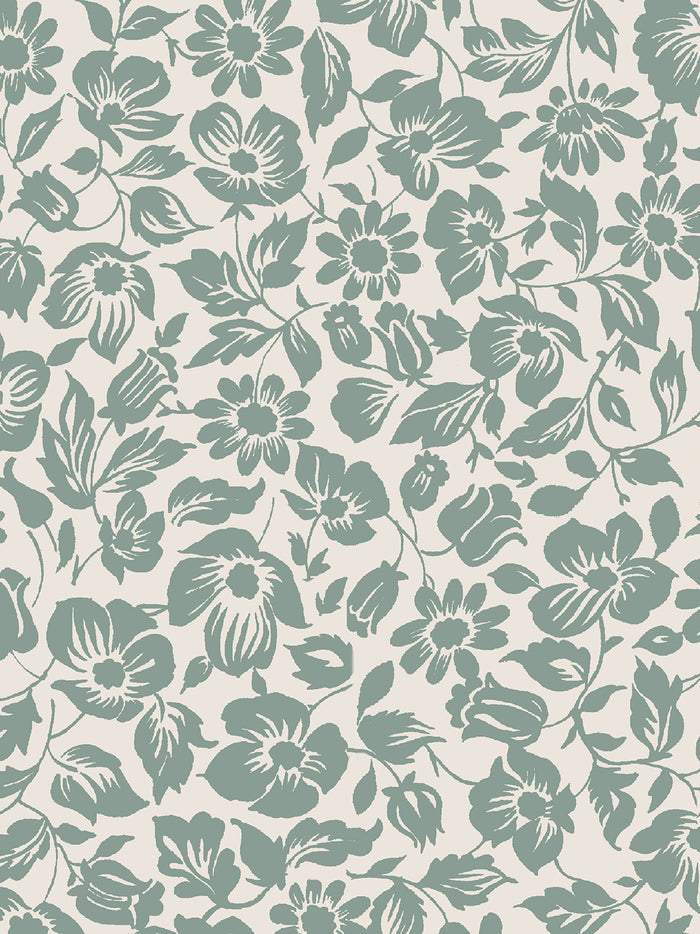 Laurel Green Meadow Floral Wallpaper