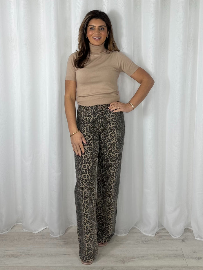 Leopard Print Denim Jeans