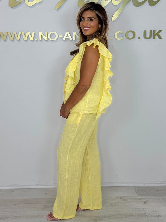 Linen Ruffle Top & Trouser Co-ord (2 Colours)
